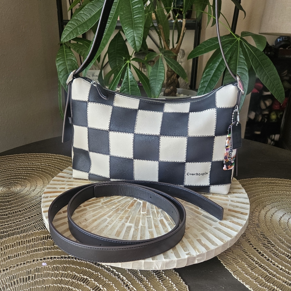 ✨ Coachtopia Alter Ego Checkerboard Shoulder Bag🖤🤍